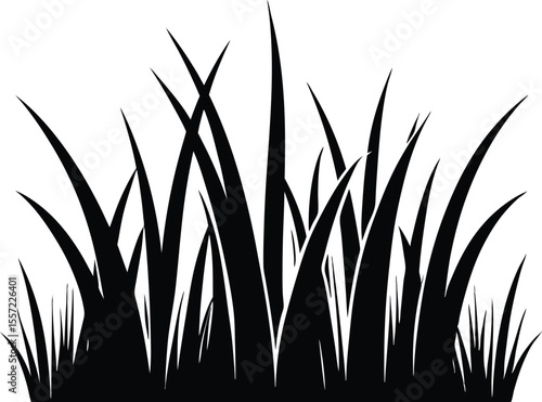 grass silhouette,  lawn blade vector, nature foliage collection