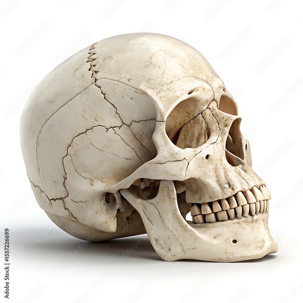 High-Detail 3D Render of a Human Skull Anatomy Study High-Detail 3D Render of a Human Skull Anatomy Study