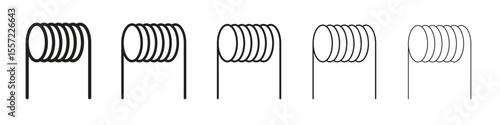 Wire coil iconBlack linear bold and thin strokes set
