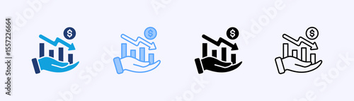 Financial Crisis Icon Set Multiple Style Collection