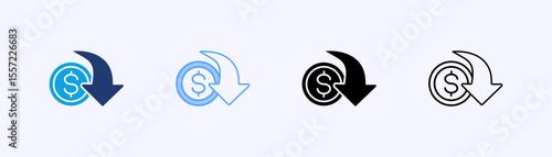 Devaluation Icon Set Multiple Style Collection