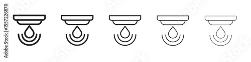 Water sensor iconBlack linear bold and thin strokes set