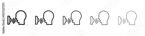 Voice control iconBlack linear bold and thin strokes set