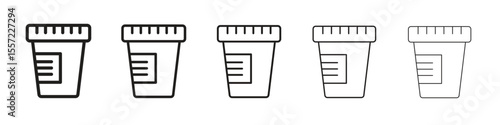 Urine test iconBlack linear bold and thin strokes set