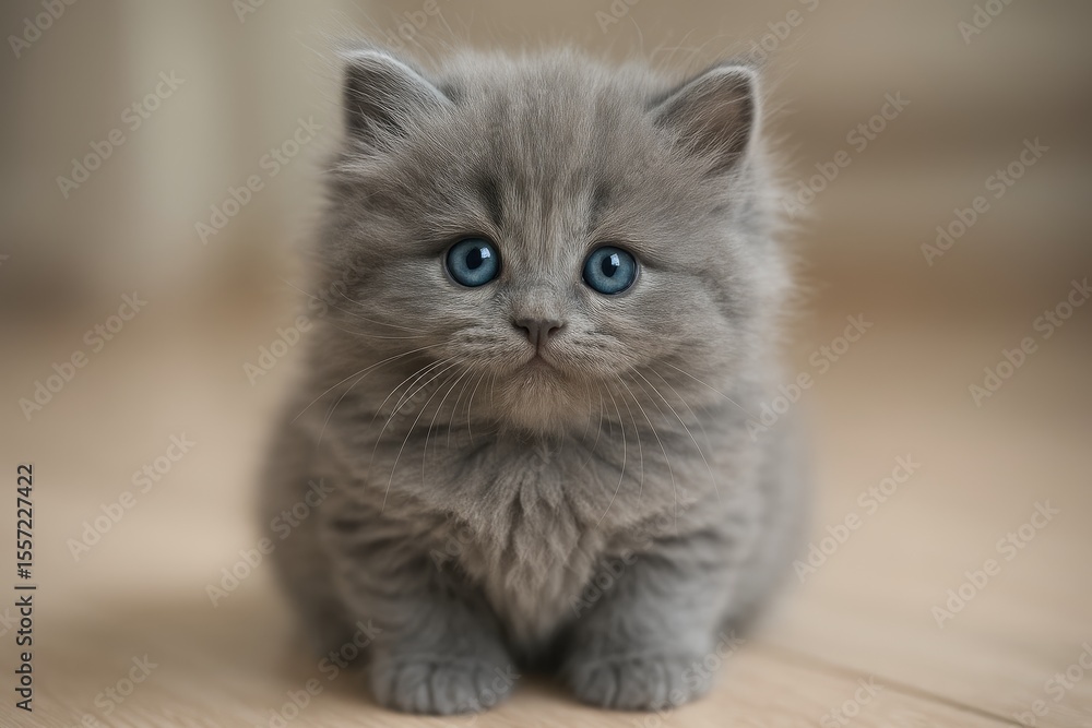 Endearing and charming fluffy gray kitten Endearing and charming fluffy gray kitten