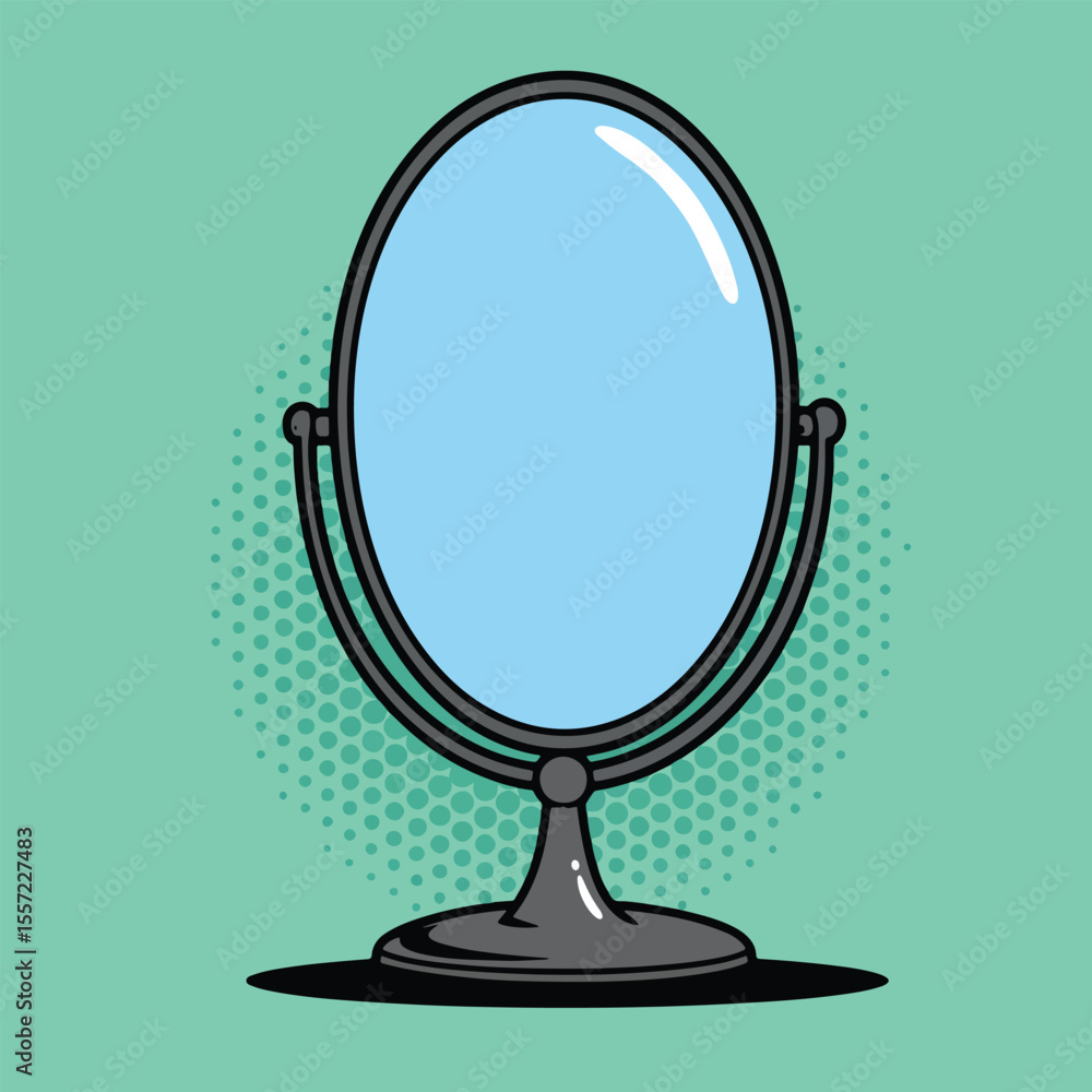 mirror pop art icon with mint green halftone background
mirror pop art icon with mint green halftone background