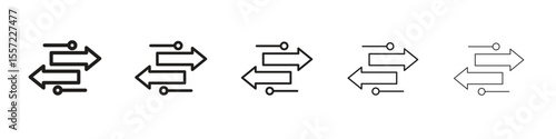 Transfer iconBlack linear bold and thin strokes set