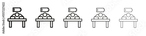Tired person iconBlack linear bold and thin strokes set