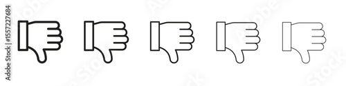 Thumb down iconBlack linear bold and thin strokes set