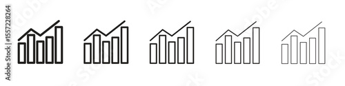Stagflation iconBlack linear bold and thin strokes set