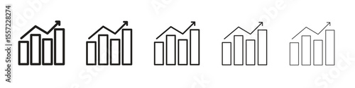 Stagflation iconBlack linear bold and thin strokes set