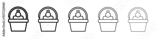 Solarium iconBlack linear bold and thin strokes set