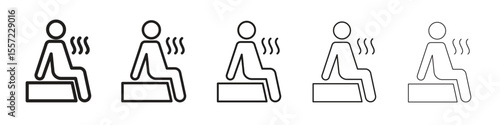 Sauna iconBlack linear bold and thin strokes set