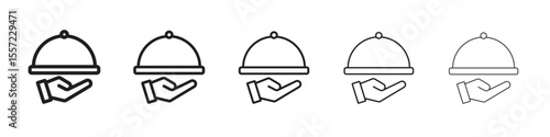 Restaurant Tray iconBlack linear bold and thin strokes set