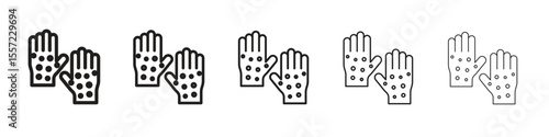 Rash hand iconBlack linear bold and thin strokes set