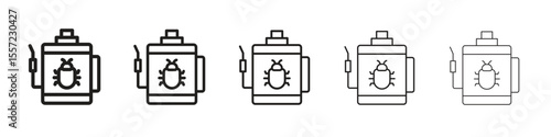 Pesticide iconBlack linear bold and thin strokes set