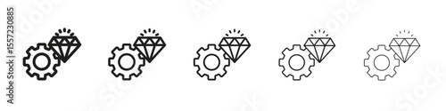 Operational excellence iconBlack linear bold and thin strokes set