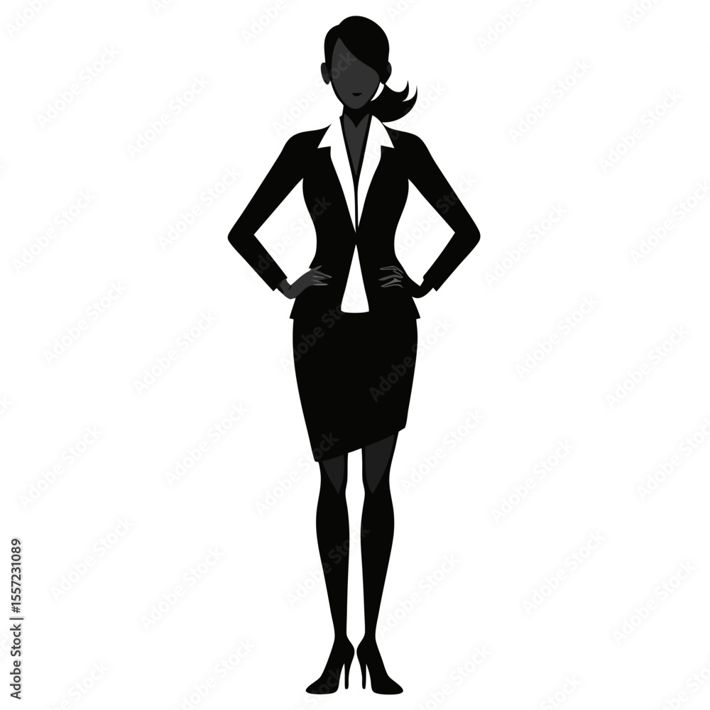 Fototapeta premium Silhouette of businesswoman in professional outfit looking confident