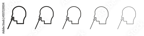Nasal swab iconBlack linear bold and thin strokes set