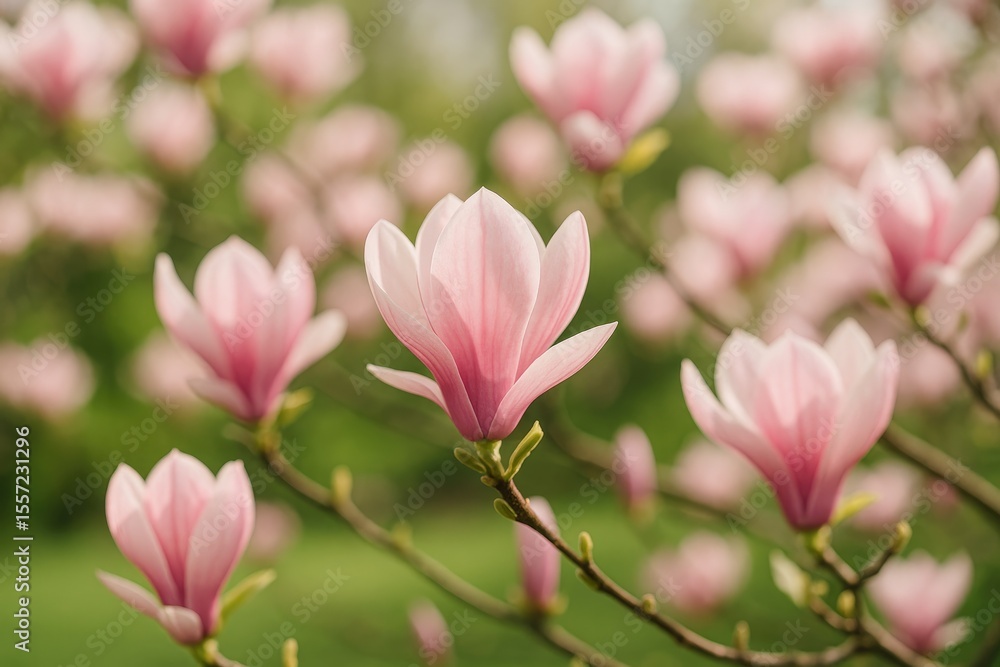 Fototapeta premium Stunning springtime display of magnolia flowers