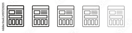 Mood board iconBlack linear bold and thin strokes set