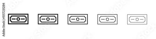 Money iconBlack linear bold and thin strokes set