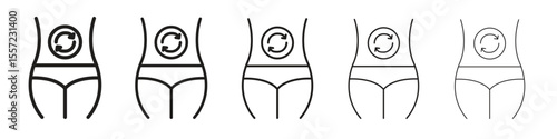 Metabolism iconBlack linear bold and thin strokes set