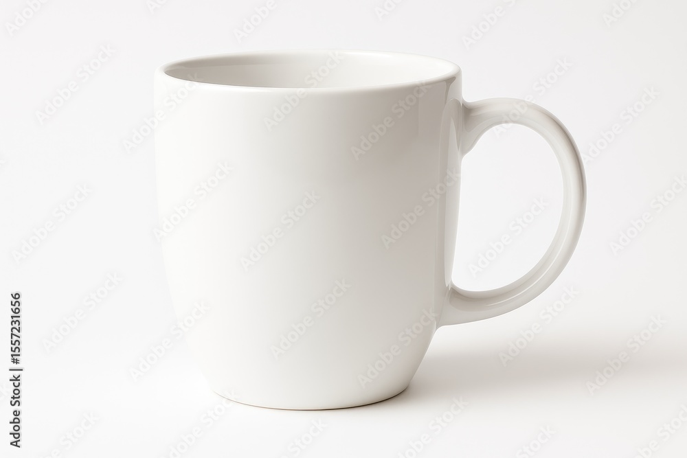 Large white mug on a plain white surface Large white mug on a plain white surface
