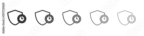 Long term iconBlack linear bold and thin strokes set