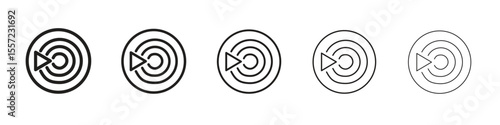 Livestream iconBlack linear bold and thin strokes set