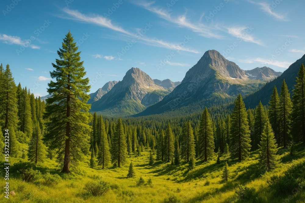 Stunning scenic view of majestic mountains Stunning scenic view of majestic mountains