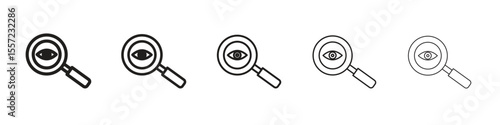 Investigation iconBlack linear bold and thin strokes set