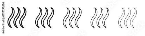 Hot iconBlack linear bold and thin strokes set