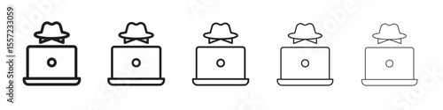 Hacker iconBlack linear bold and thin strokes set