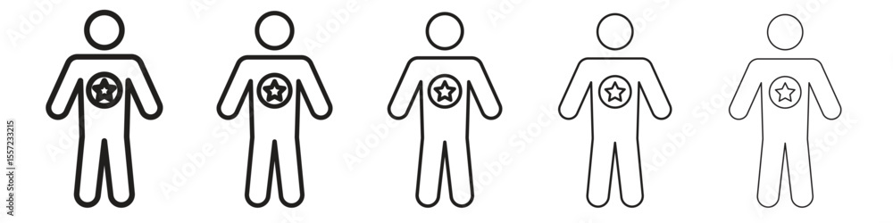 Fototapeta premium Good human iconBlack linear bold and thin strokes set