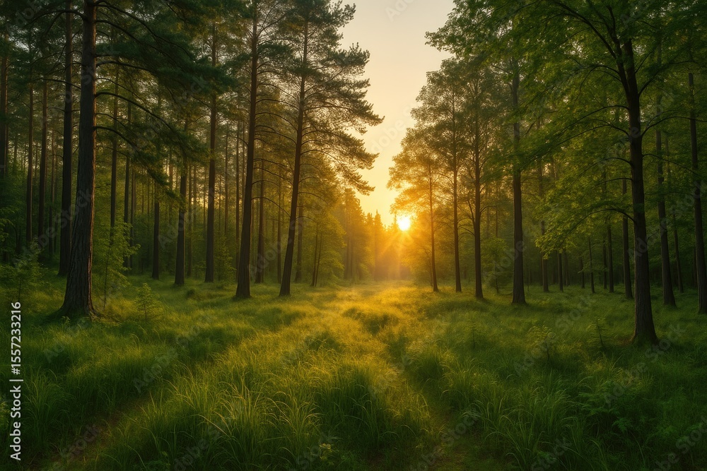 Fototapeta premium Stunning summer wilderness scene captured at dawn