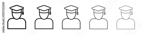 Graduated iconBlack linear bold and thin strokes set