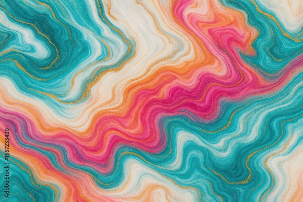 Fototapeta premium Vibrant abstract background with paint blending and marble-like surface