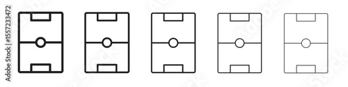 Football field iconBlack linear bold and thin strokes set