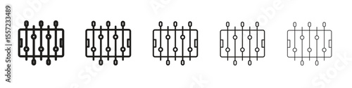 Foosball iconBlack linear bold and thin strokes set