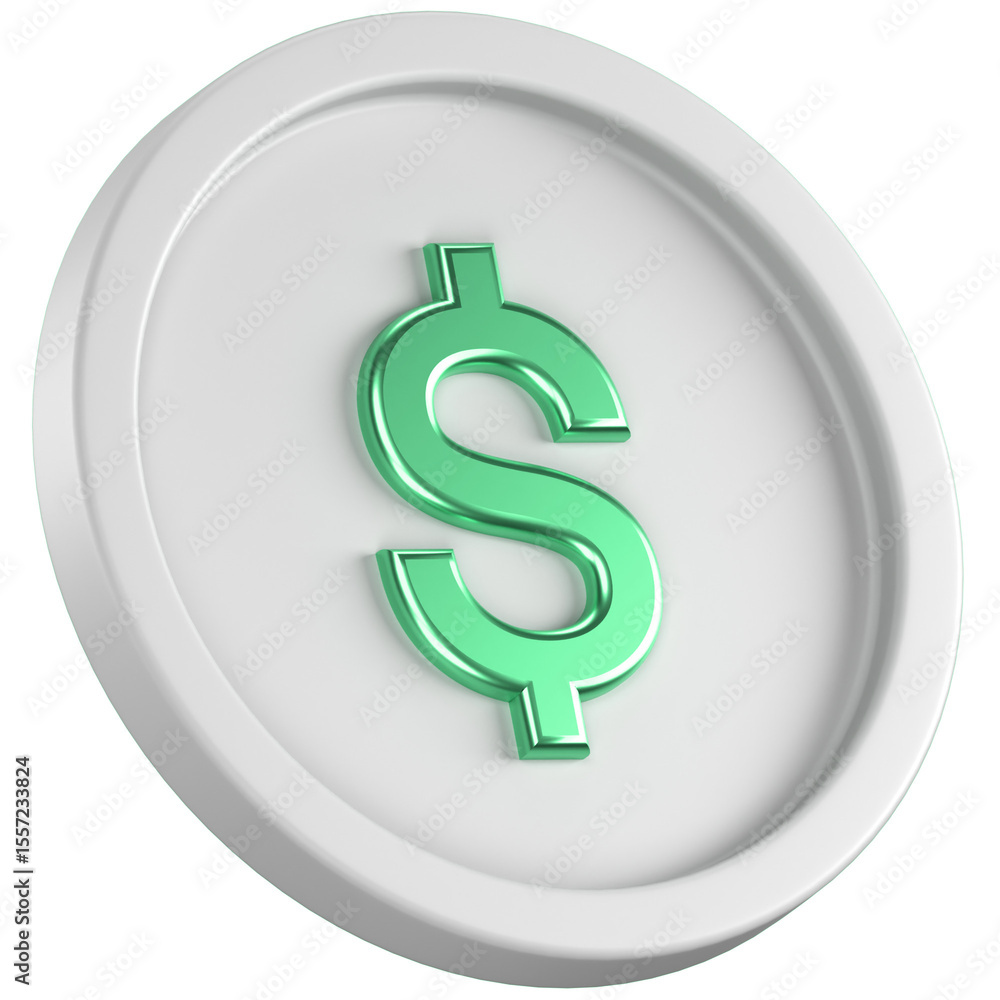 3d icon of a coin with a dollar sign in the center 3d icon of a coin with a dollar sign in the center
