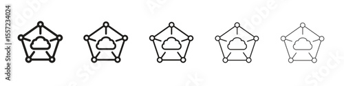 edge computing iconBlack linear bold and thin strokes set
