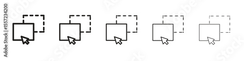 Drag and drop iconBlack linear bold and thin strokes set