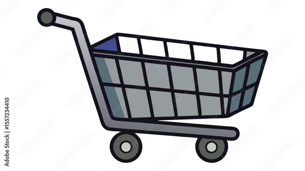 custom made wallpaper toronto digitala blue shopping cart with a black handle and wheels, set against a white background with a subtle shadow.