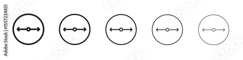 Diameter iconBlack linear bold and thin strokes set