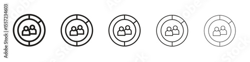 Demographics iconBlack linear bold and thin strokes set