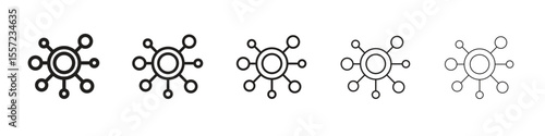 Decentralized iconBlack linear bold and thin strokes set