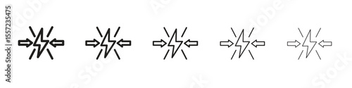 Conflict iconBlack linear bold and thin strokes set