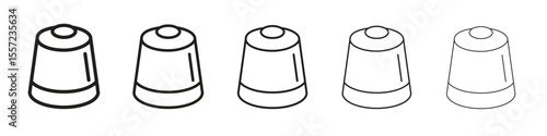 Coffee capsule iconBlack linear bold and thin strokes set