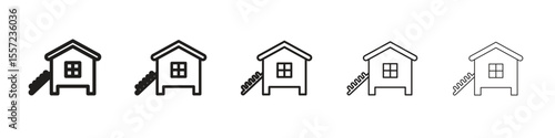 Chicken coop iconBlack linear bold and thin strokes set